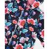 Baby Mid-Season One-Piece Outerwear With Hat Black Printed Flowers, Black Floral Print - Snowsuits - 6
