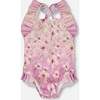 Baby And Toddler One-Piece Swimsuit, Purple Flower Print - One Pieces - 1 - thumbnail