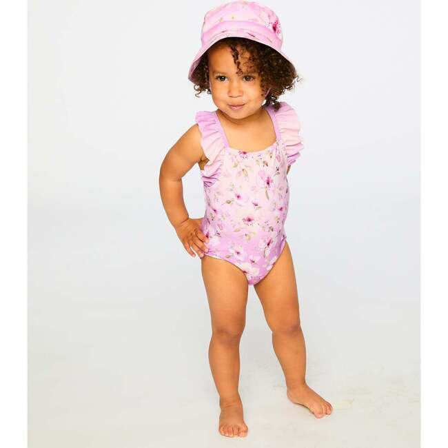 Baby And Toddler One-Piece Swimsuit, Purple Flower Print
