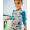 Baby And Toddler One-Piece Long Sleeve Rashguard, Grey Printed Baby Dinosaurs - One Pieces - 2
