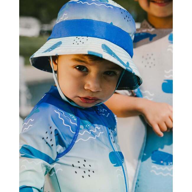 Baby And Toddler One-Piece Long Sleeve Rashguard, Blue Whale Print