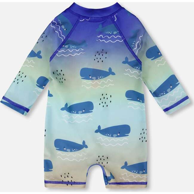Baby And Toddler One-Piece Long Sleeve Rashguard, Blue Whale Print - One Pieces - 4