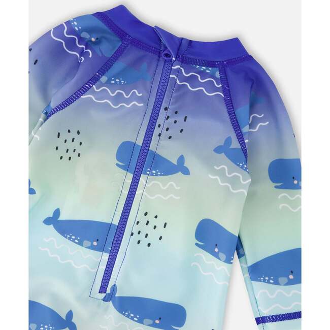 Baby And Toddler One-Piece Long Sleeve Rashguard, Blue Whale Print - One Pieces - 5