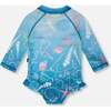 Baby And Toddler One-Piece Long Sleeve Rashguard, Blue Seashell Print - One Pieces - 3