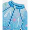 Baby And Toddler One-Piece Long Sleeve Rashguard, Blue Seashell Print - One Pieces - 4