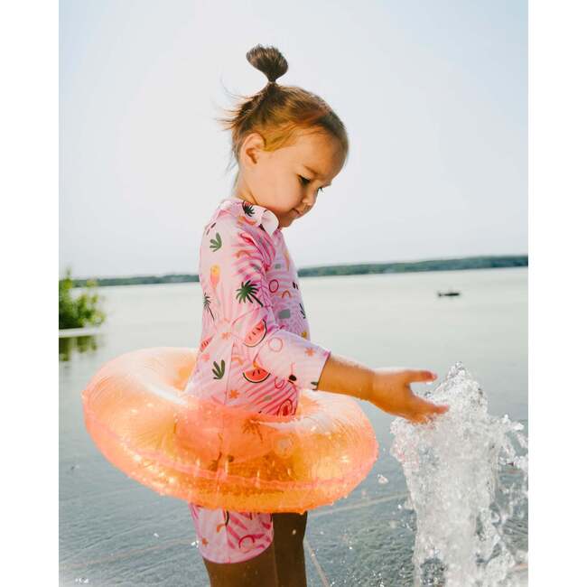 Baby And Toddler One-Piece Long Sleeve Rashguard, Beach Print Rose - One Pieces - 3