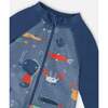 Baby And Toddler One-Piece Long Sleeve Rashguard, Blue Printed Marine Animals - One Pieces - 5
