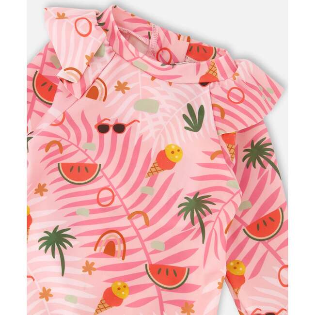Baby And Toddler One-Piece Long Sleeve Rashguard, Beach Print Rose - One Pieces - 6