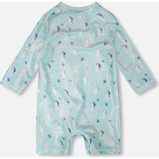 Baby And Toddler One-Piece Long Sleeve Rashguard, Blue Seahorse Print - One Pieces - 5