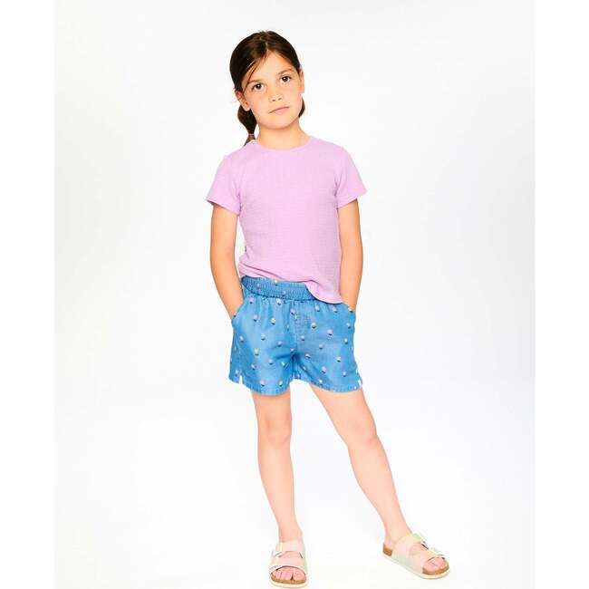 Chambray Shorts, Blue Floral Print