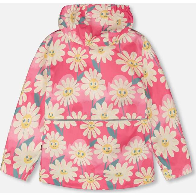 3-In-1 Two-Piece Mid-Season Outerwear Set, Rose Printed Smiling Flowers - Raincoats - 3