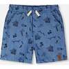 Chambray Shorts, Blue Chambray Printed Skate Boards - Shorts - 1 - thumbnail