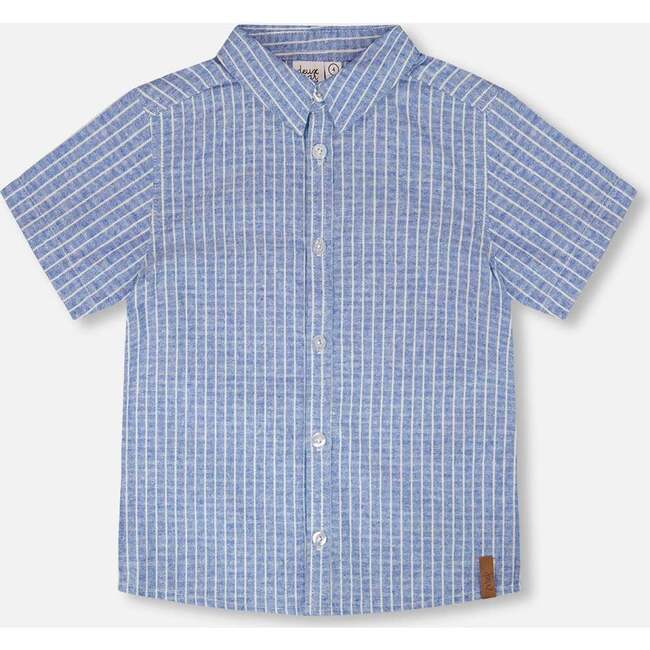Chambray Short-Sleeve Shirt, Blue Denim Stripes