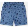 Chambray Shorts, Blue Chambray Printed Skate Boards - Shorts - 3