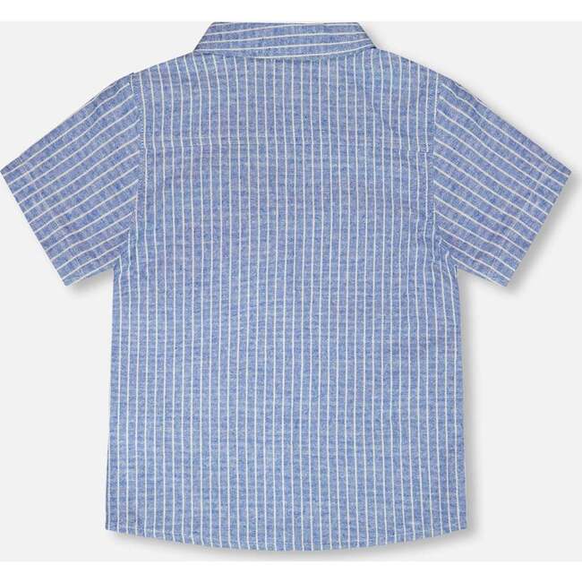 Chambray Short-Sleeve Shirt, Blue Denim Stripes - T-Shirts - 3