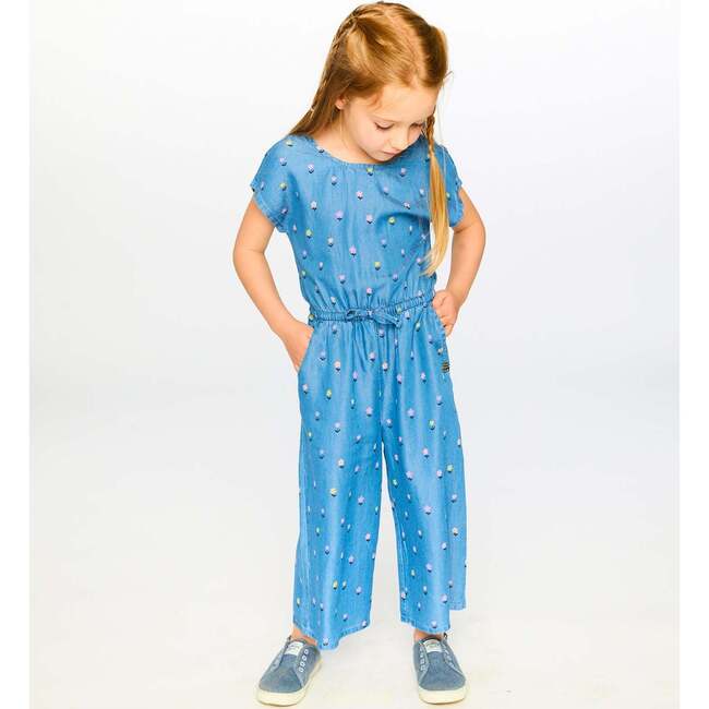 Chambray Jumpsuit, Blue Floral Print