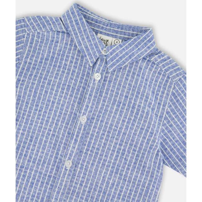 Chambray Short-Sleeve Shirt, Blue Denim Stripes - T-Shirts - 4