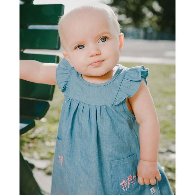 Chambray Dress And Bloomer Set, Light Blue Denim