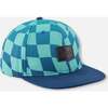 Cap, Teal Printed Checkerboard - Hats - 1 - thumbnail