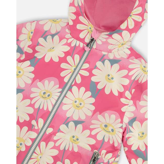 3-In-1 Two-Piece Mid-Season Outerwear Set, Rose Printed Smiling Flowers - Raincoats - 6