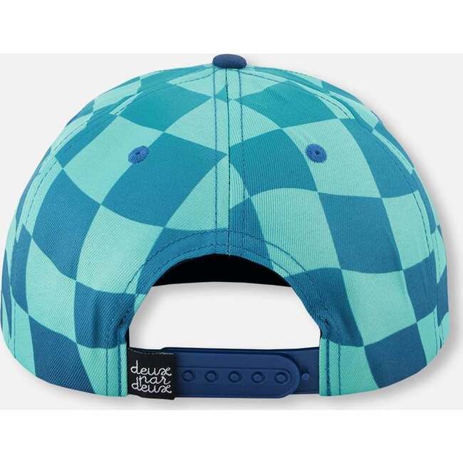 Cap, Teal Printed Checkerboard