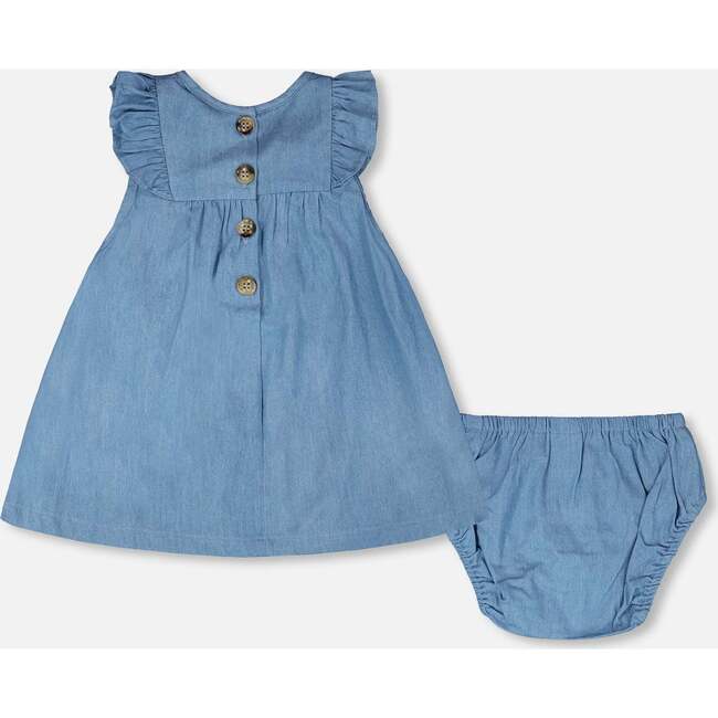 Chambray Dress And Bloomer Set, Light Blue Denim - Dresses - 4