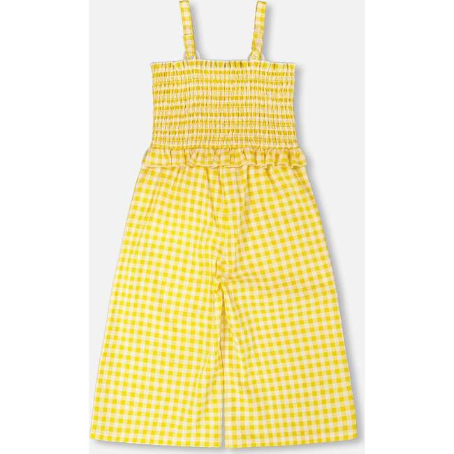 Capri Jumpsuit With Smocking, Yellow Gingham - Jumpsuits - 4