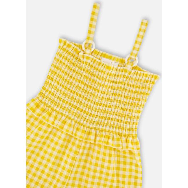 Capri Jumpsuit With Smocking, Yellow Gingham - Jumpsuits - 5