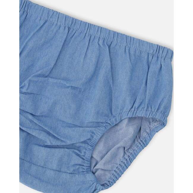 Chambray Dress And Bloomer Set, Light Blue Denim - Dresses - 6