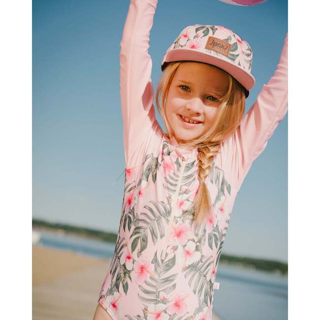 Cap, Pink Hibiscus Print