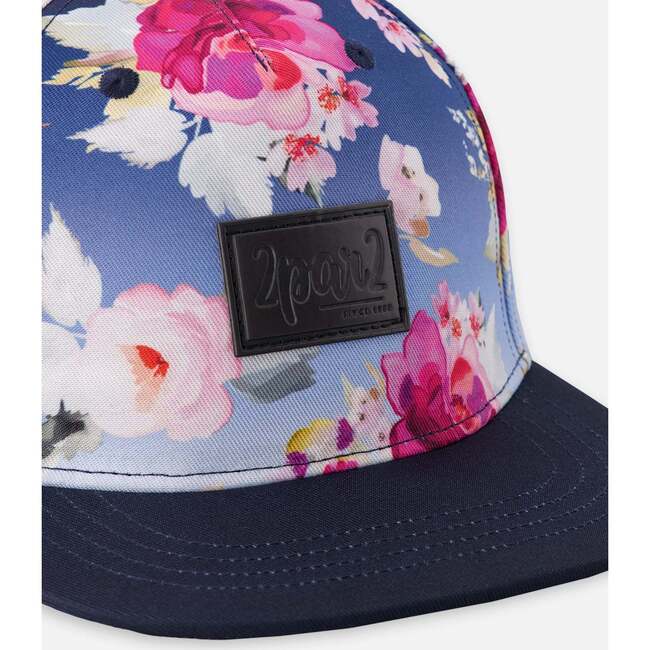 Cap, Blue With Roses Print - Hats - 4