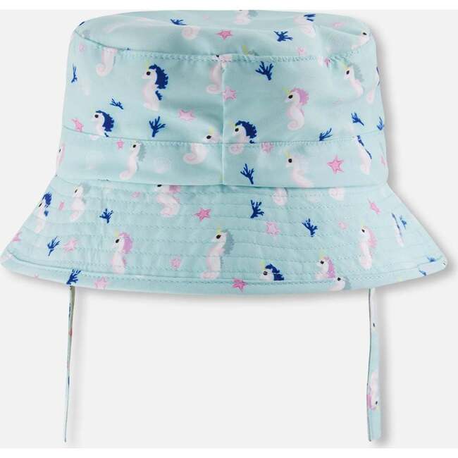 Beach Hat, Blue Seahorse Print - Sun Hats - 3