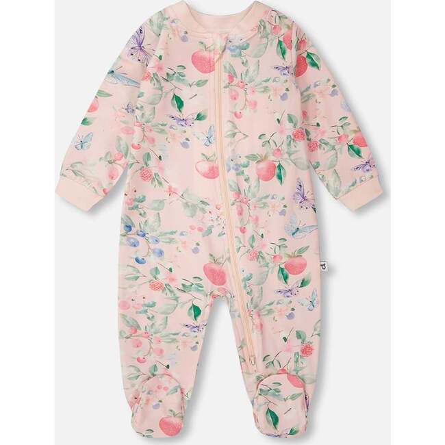 Baby Organic Cotton Jersey One-Piece Pajamas, Pink Printed Berries