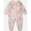 Baby Organic Cotton Jersey One-Piece Pajamas, Pink Printed Berries - Pajamas - 1 - thumbnail