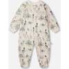 Baby Organic Cotton Jersey One-Piece Pajamas, Beige Zebra Print - Pajamas - 1 - thumbnail