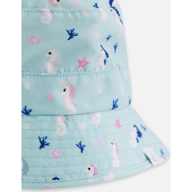 Beach Hat, Blue Seahorse Print - Sun Hats - 4