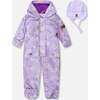 Baby Mid-Season One-Piece Outerwear With Hat Purple Daisy Print, Purple Printed Daisies - Snowsuits - 1 - thumbnail