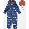 Baby Mid-Season One-Piece Outerwear With Hat Blue Dog Print, Blue Printed Dogs - Snowsuits - 1 - thumbnail
