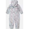 Baby Mid-Season One-Piece Outerwear With Hat, Blue Mini Flower Print - Snowsuits - 4 - thumbnail