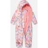 Baby Mid-Season One-Piece Outerwear With Hat, Pink Flower Print - Snowsuits - 4 - thumbnail