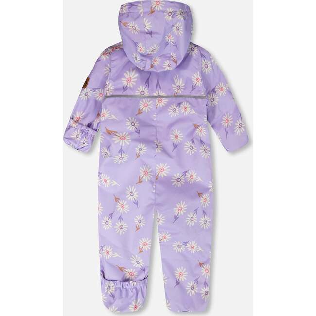 Baby Mid-Season One-Piece Outerwear With Hat Purple Daisy Print, Purple Printed Daisies - Snowsuits - 4