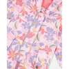 Baby Mid-Season One-Piece Outerwear With Hat, Pink Flower Print - Snowsuits - 6 - thumbnail