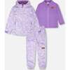 3-In-1 Two-Piece Mid-Season Outerwear Set, Purple Daisy Print - Raincoats - 1 - thumbnail