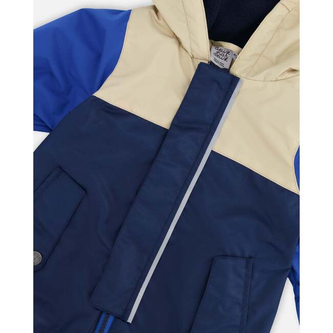 Baby Mid-Season One-Piece Outerwear With Hat, Navy Blue - Snowsuits - 5