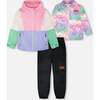 3-In-1 Two-Piece Mid-Season Outerwear Set, Pink Colorblock - Raincoats - 1 - thumbnail