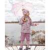 3-In-1 Two-Piece Mid-Season Outerwear Set, Pink With Printed Butterflies - Raincoats - 2