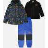 3-In-1 Two-Piece Mid-Season Outerwear Set, Black Printed Skateboards - Raincoats - 1 - thumbnail