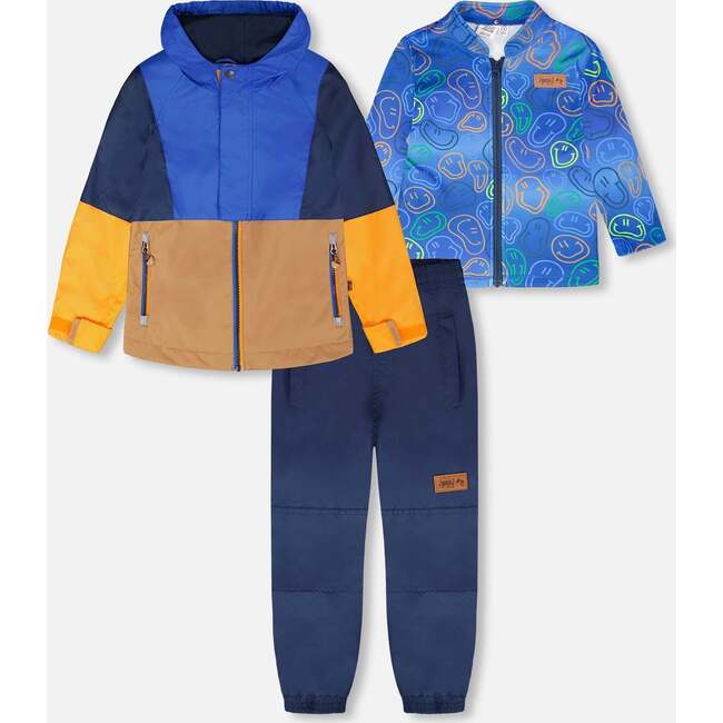 3-In-1 Two-Piece Mid-Season Outerwear Set, Blue Colorblock