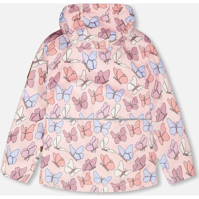 3-In-1 Two-Piece Mid-Season Outerwear Set, Pink With Printed Butterflies - Raincoats - 3