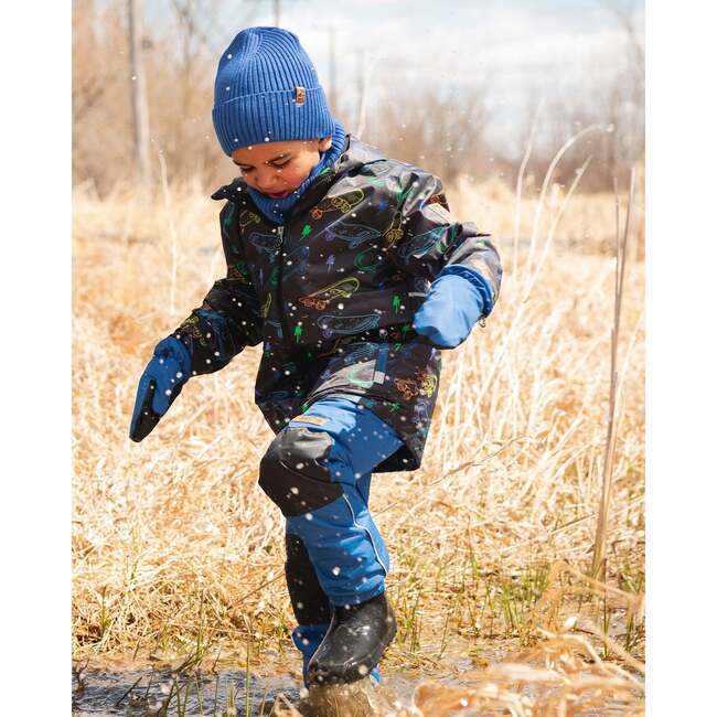3-In-1 Two-Piece Mid-Season Outerwear Set, Black Printed Skateboards